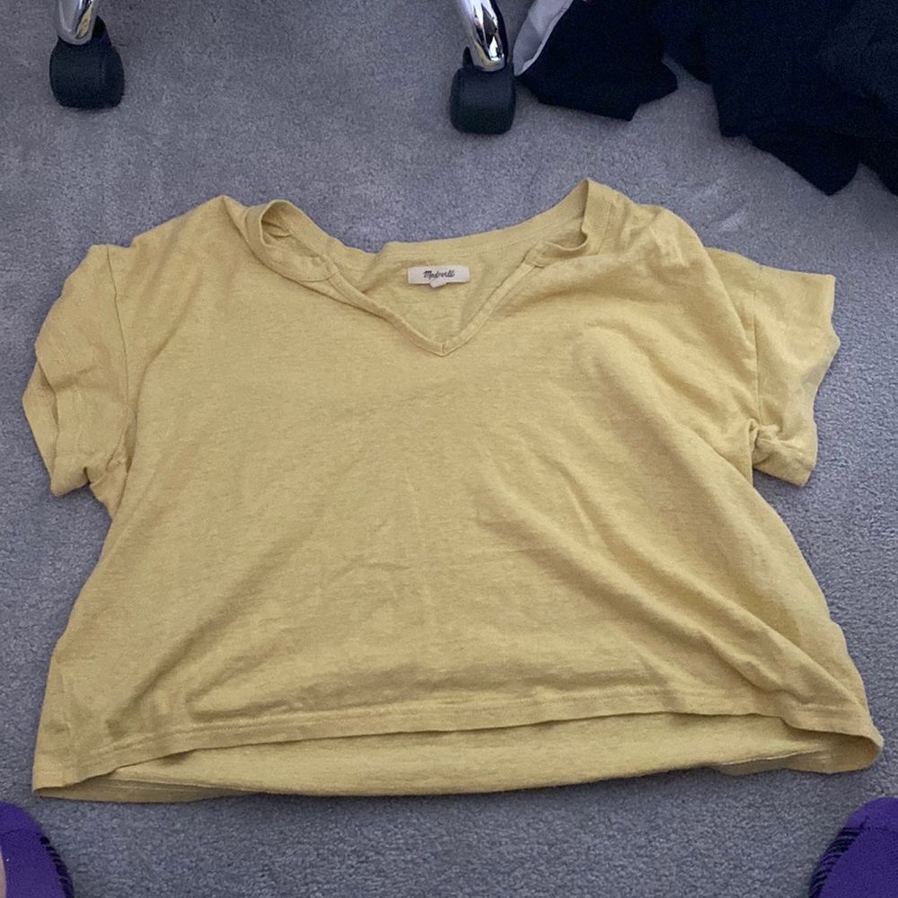 Madewell yellow crop T-shirt size medium cap sleeves